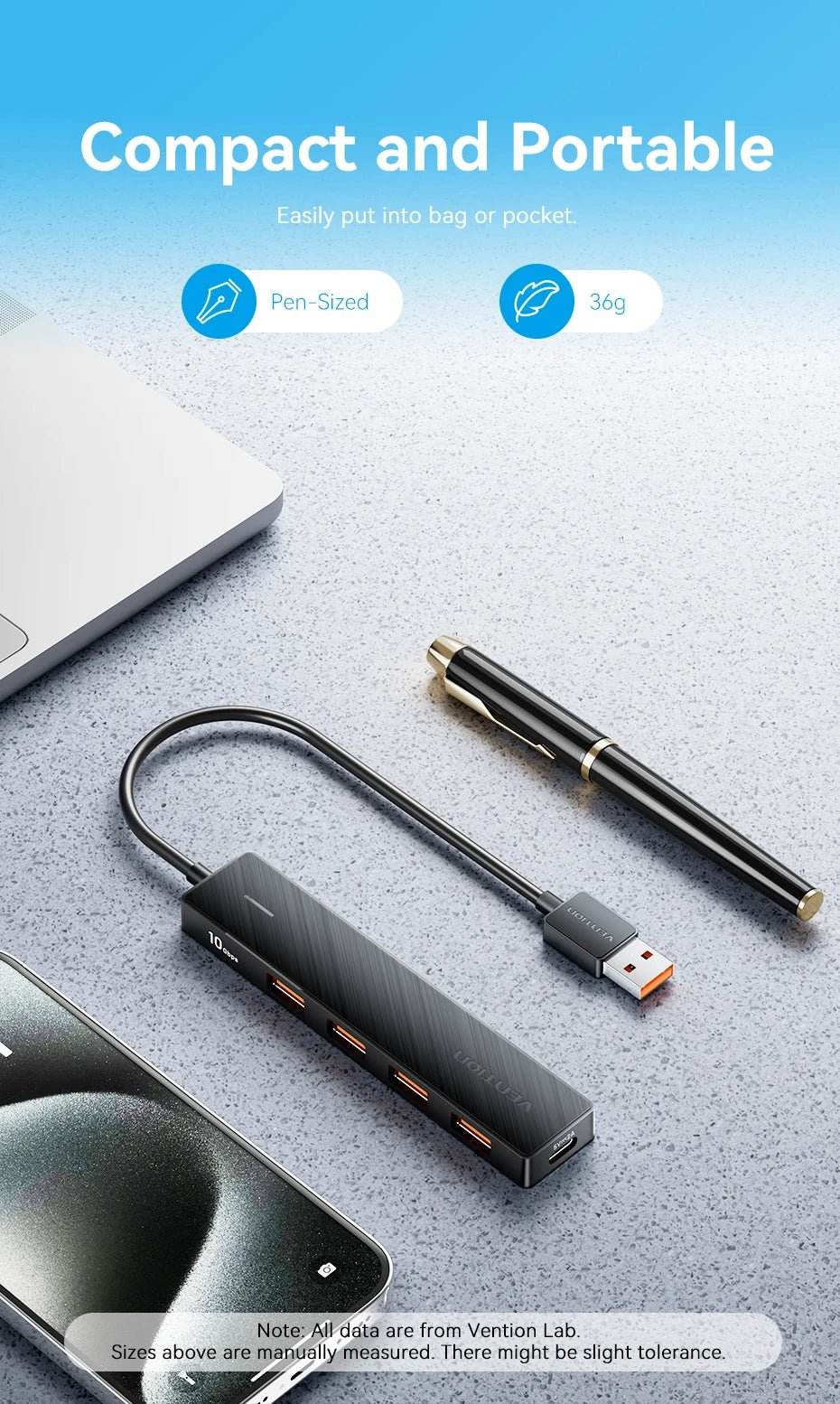 Vention USB 3.2 Gen2 HUB 5 Ports Splitter 10Gbps - Loja Manuel Coelho
