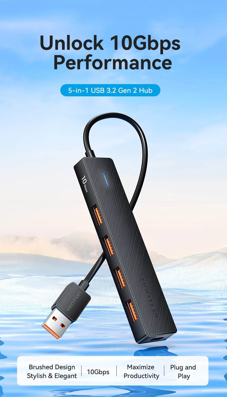Vention USB 3.2 Gen2 HUB 5 Ports Splitter 10Gbps - Loja Manuel Coelho