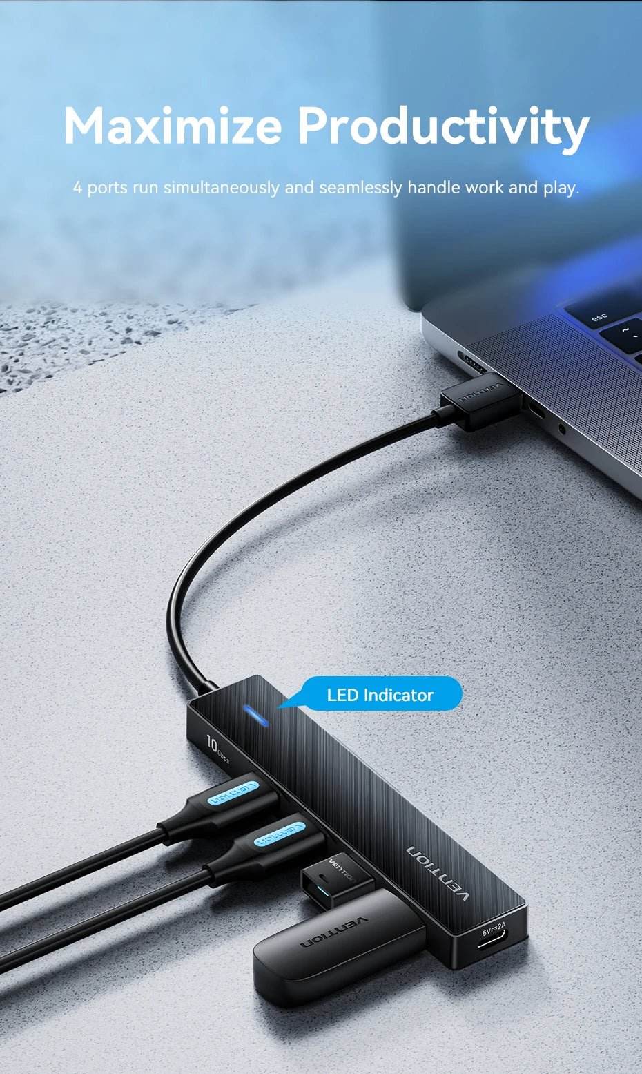 Vention USB 3.2 Gen2 HUB 5 Ports Splitter 10Gbps - Loja Manuel Coelho