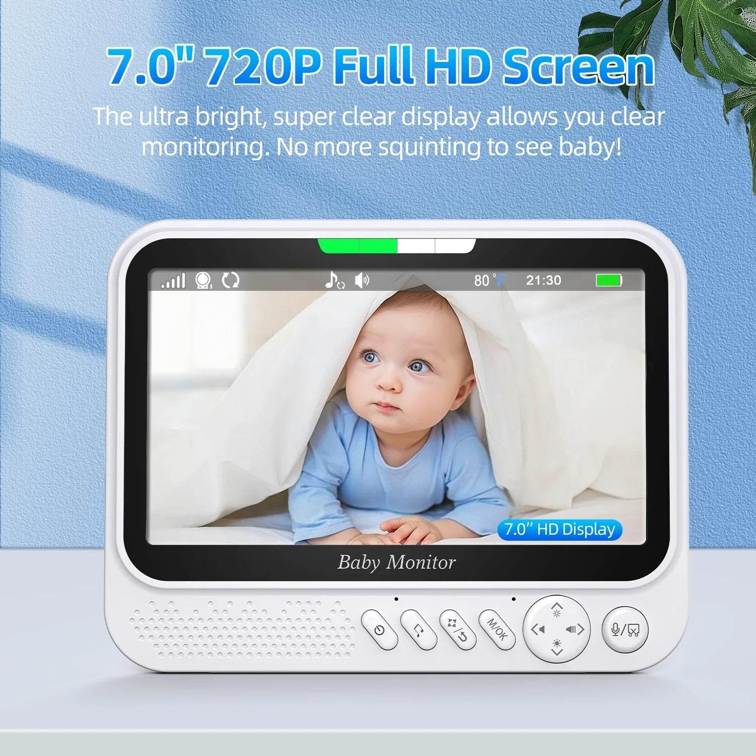 Video Baby Monitor 7‘’Display Screen Pan Tilt Zoom Security Camera IR Night Vision - Loja Manuel Coelho