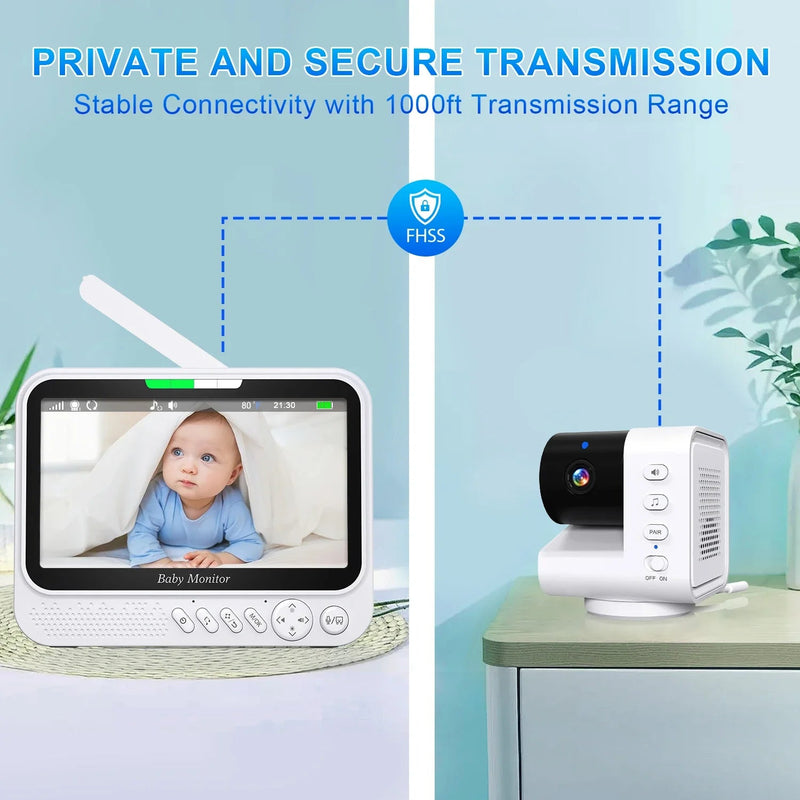 Video Baby Monitor 7‘’Display Screen Pan Tilt Zoom Security Camera IR Night Vision - Loja Manuel Coelho