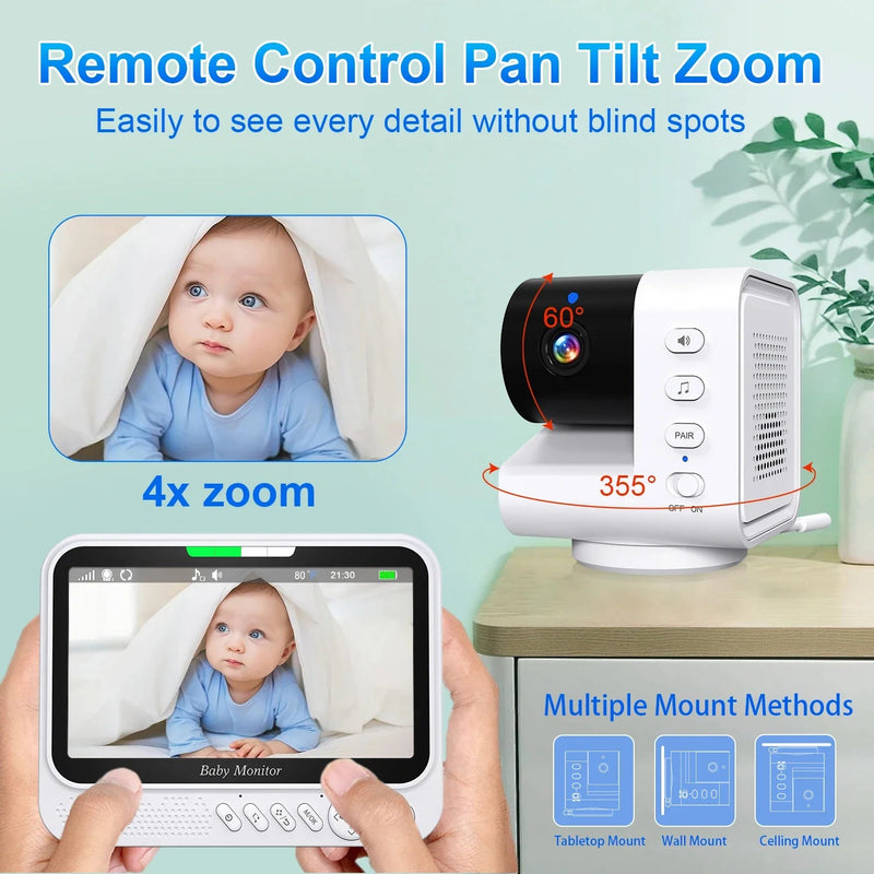 Video Baby Monitor 7‘’Display Screen Pan Tilt Zoom Security Camera IR Night Vision - Loja Manuel Coelho