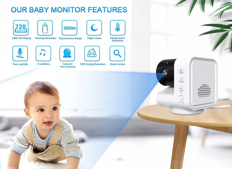Video Baby Monitor 7‘’Display Screen Pan Tilt Zoom Security Camera IR Night Vision - Loja Manuel Coelho