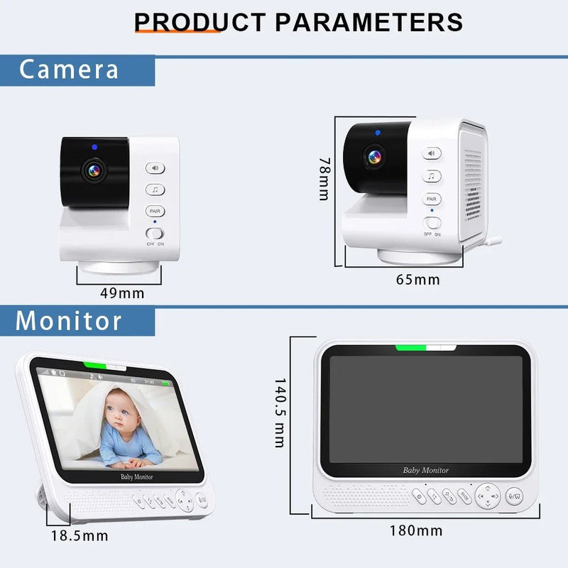 Video Baby Monitor 7‘’Display Screen Pan Tilt Zoom Security Camera IR Night Vision - Loja Manuel Coelho