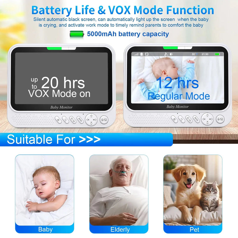 Video Baby Monitor 7‘’Display Screen Pan Tilt Zoom Security Camera IR Night Vision - Loja Manuel Coelho