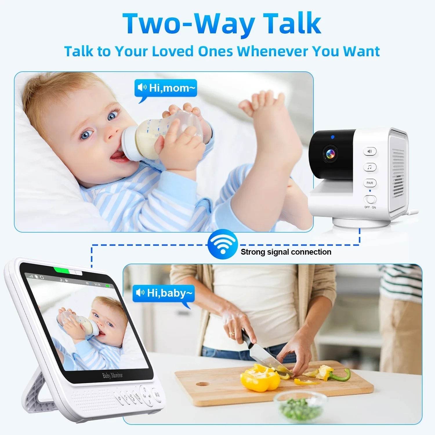 Video Baby Monitor 7‘’Display Screen Pan Tilt Zoom Security Camera IR Night Vision - Loja Manuel Coelho