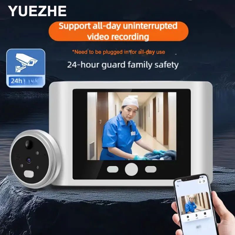 Yuezhe WiFi Smart Doorbell Peephole Camera with ICam365 APP 2000mAh - Loja Manuel Coelho