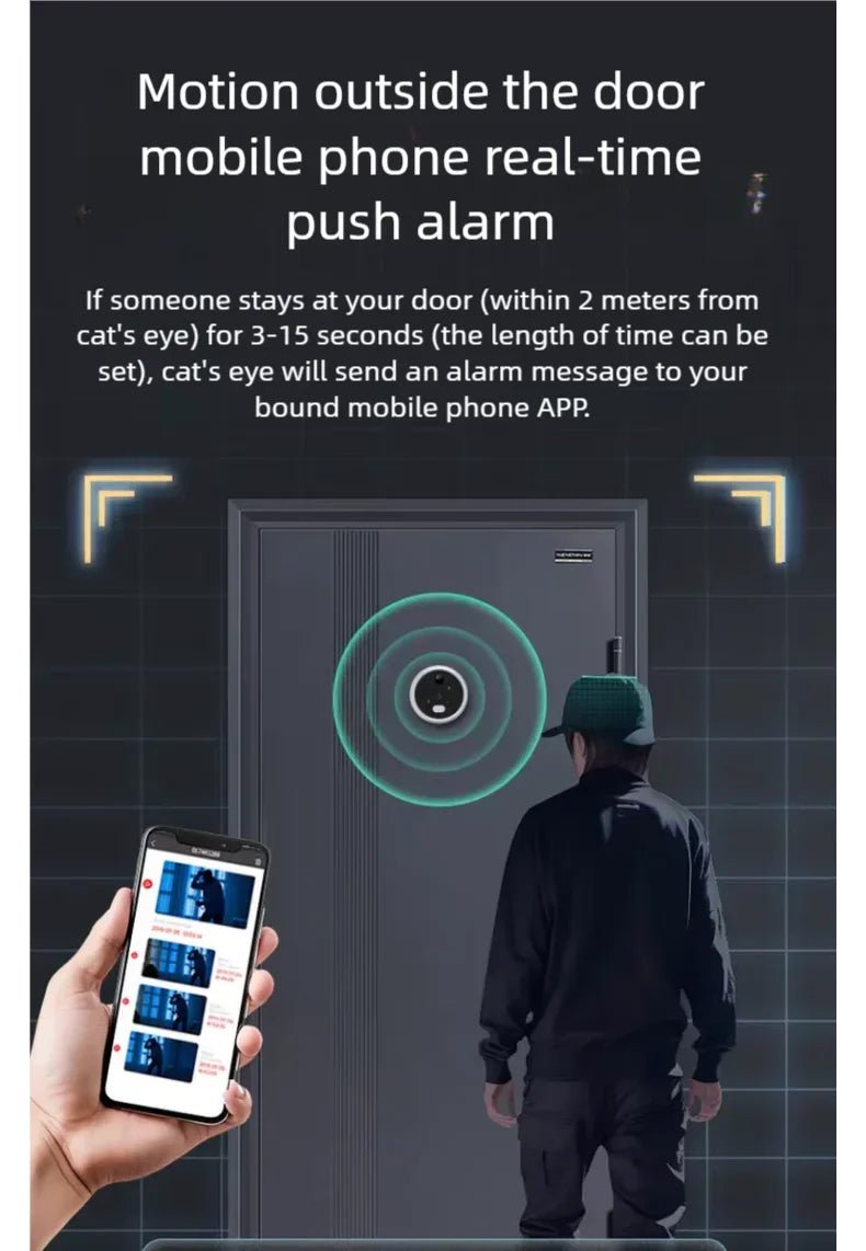 Yuezhe WiFi Smart Doorbell Peephole Camera with ICam365 APP 2000mAh - Loja Manuel Coelho